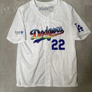 Los Angeles Dodgers Rainbow Logo LA Pride‎ Night Jersey Men's Size XL Preowned
